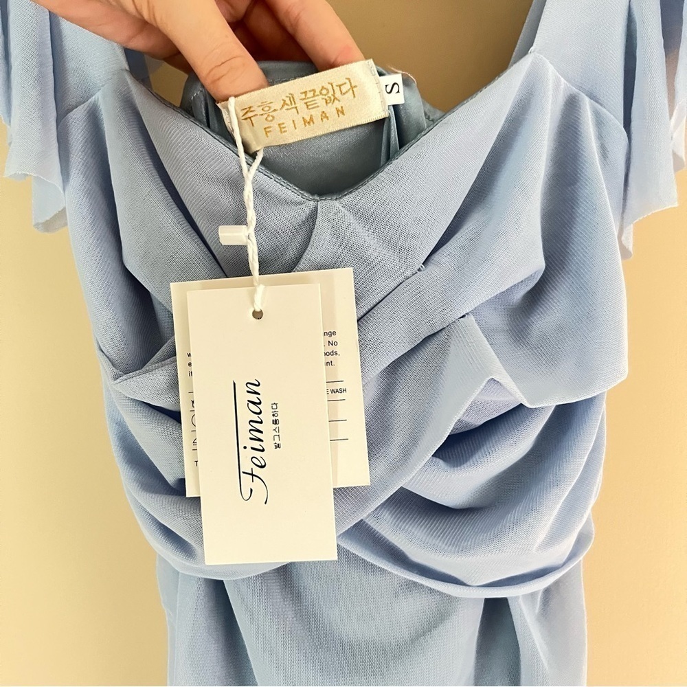 Feiman Blue Ruffle Bodycon Mini Dress - Picture 5 of 5